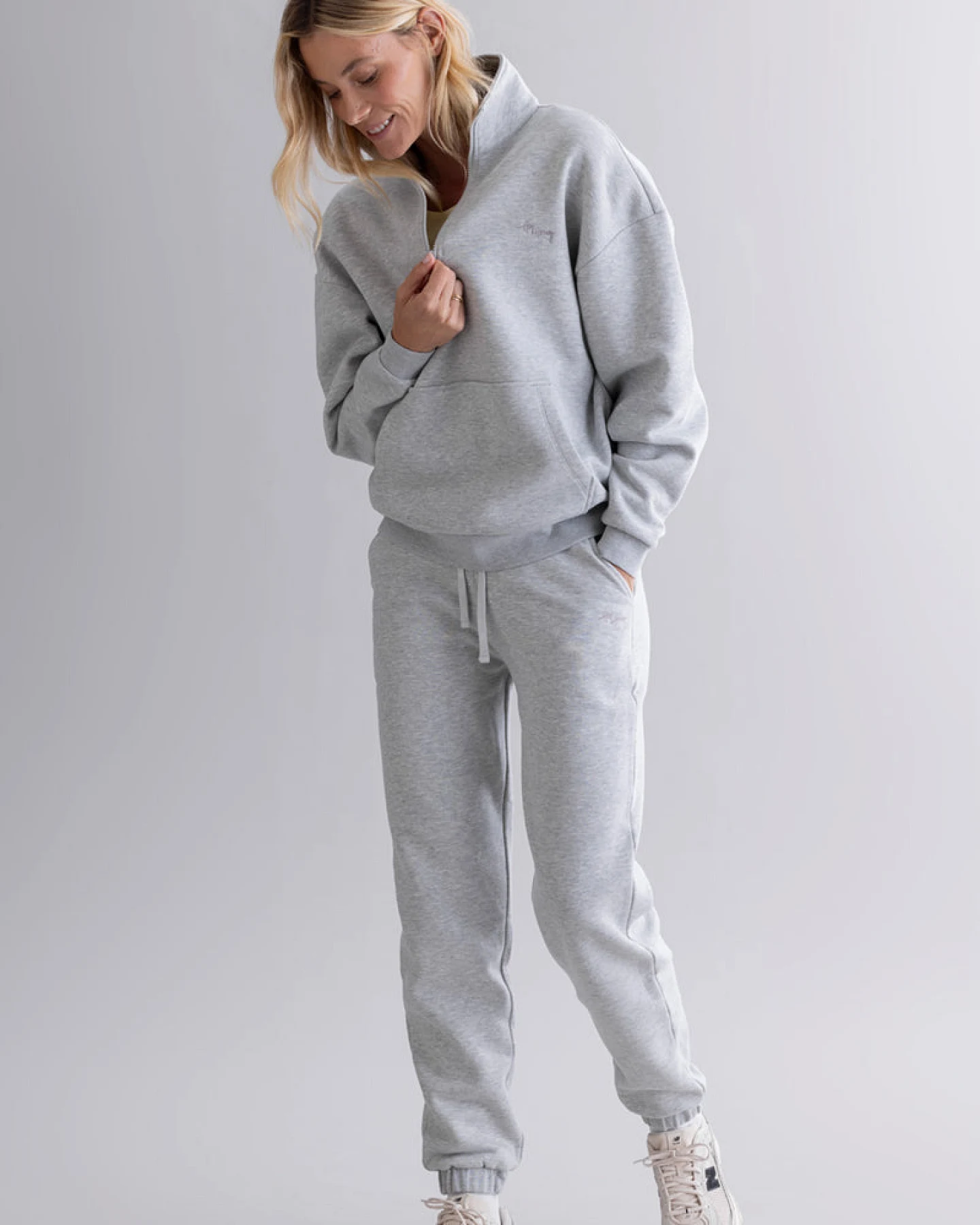 Hey Honey Cuff Sweat Pants - Grey Melange – Ansicht 5