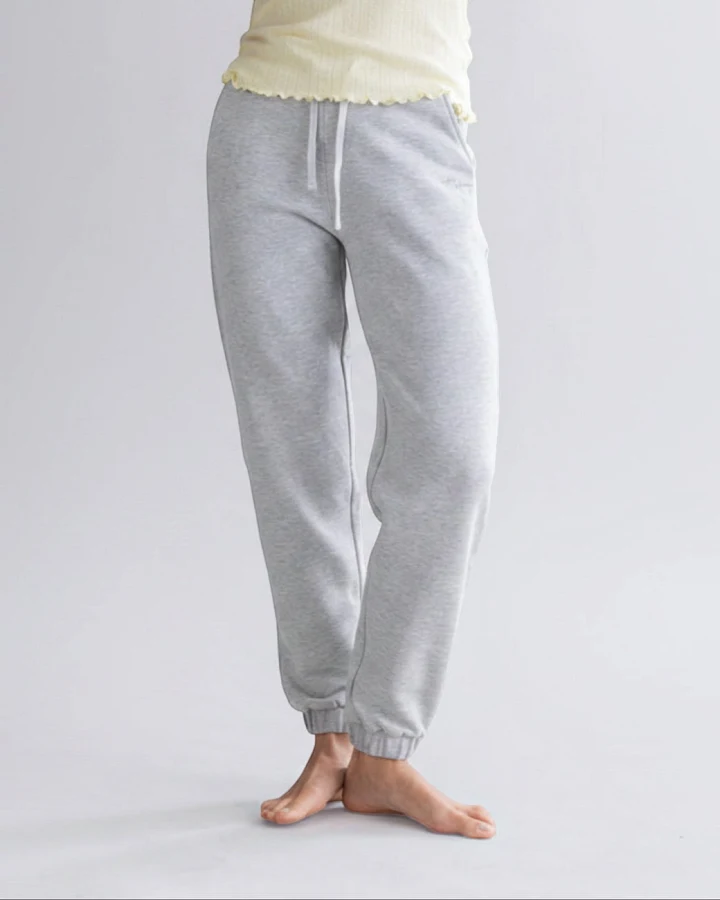 Hey Honey Cuff Sweat Pants - Grey Melange