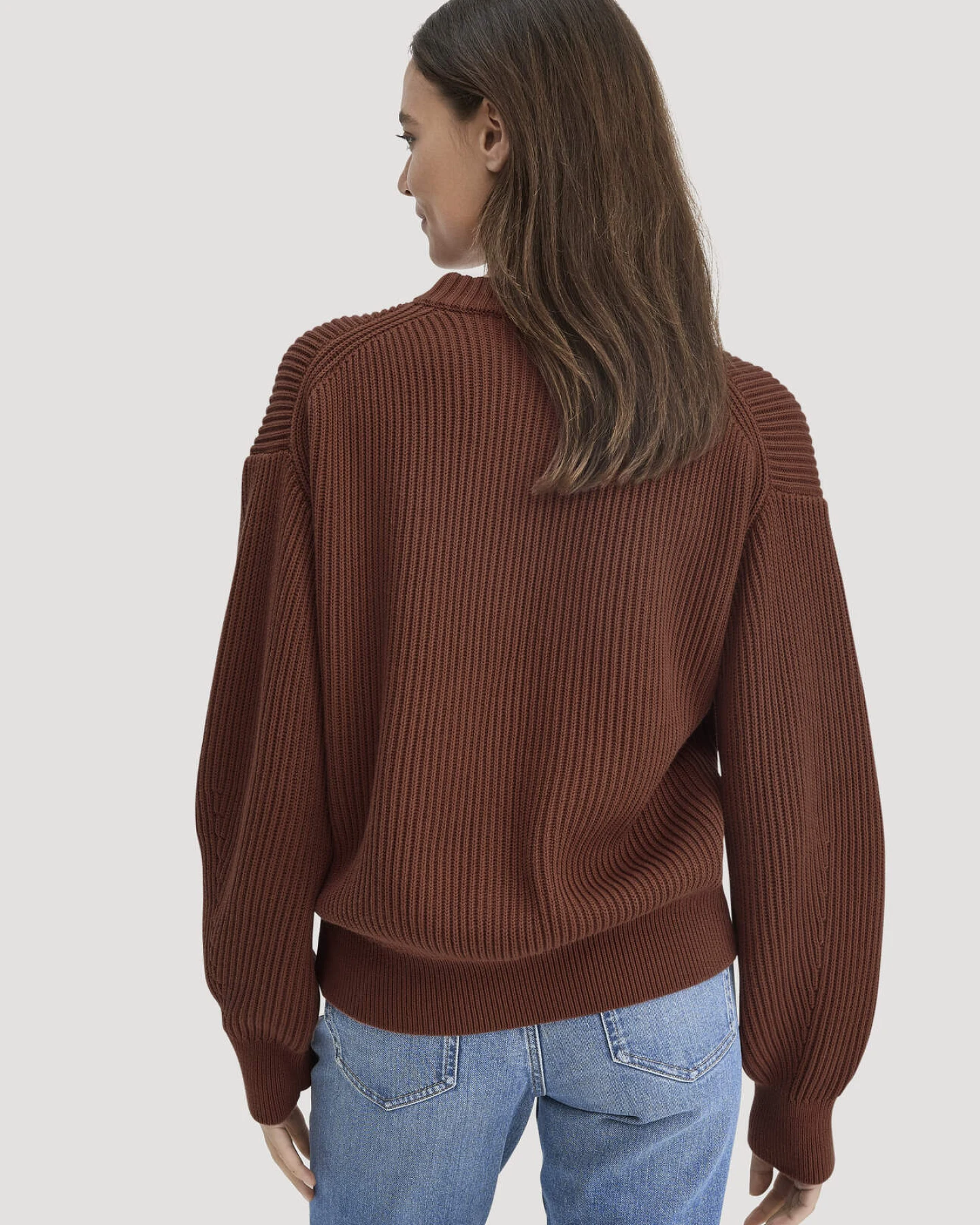 hessnatur Damen Strick Pullover Relaxed aus Bio-Baumwolle - braun - Größe XXL – Ansicht 3