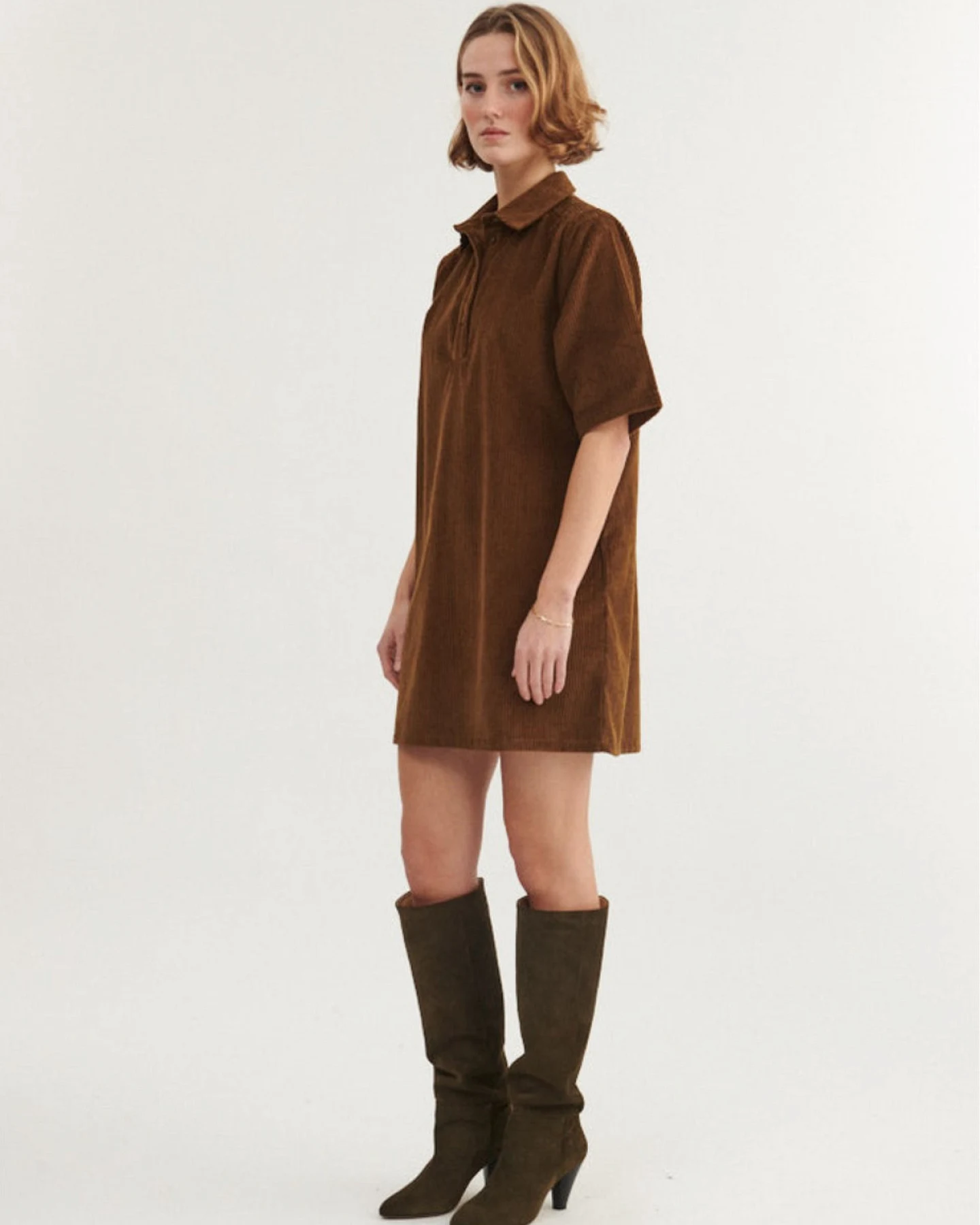Kleid Cord Isa Polo Braun – Ansicht 2