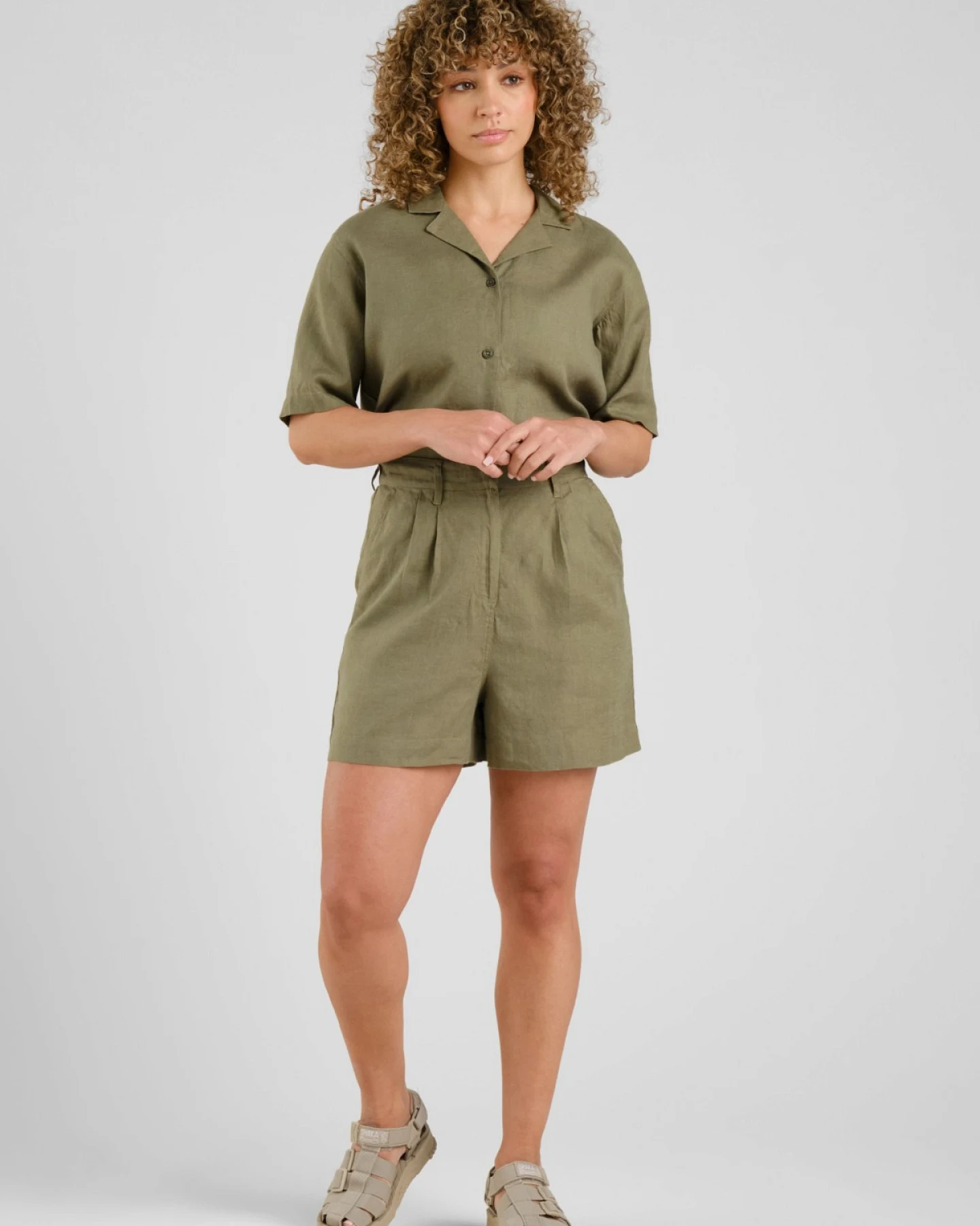 Shorts Djupvik Linen Grün – Ansicht 5