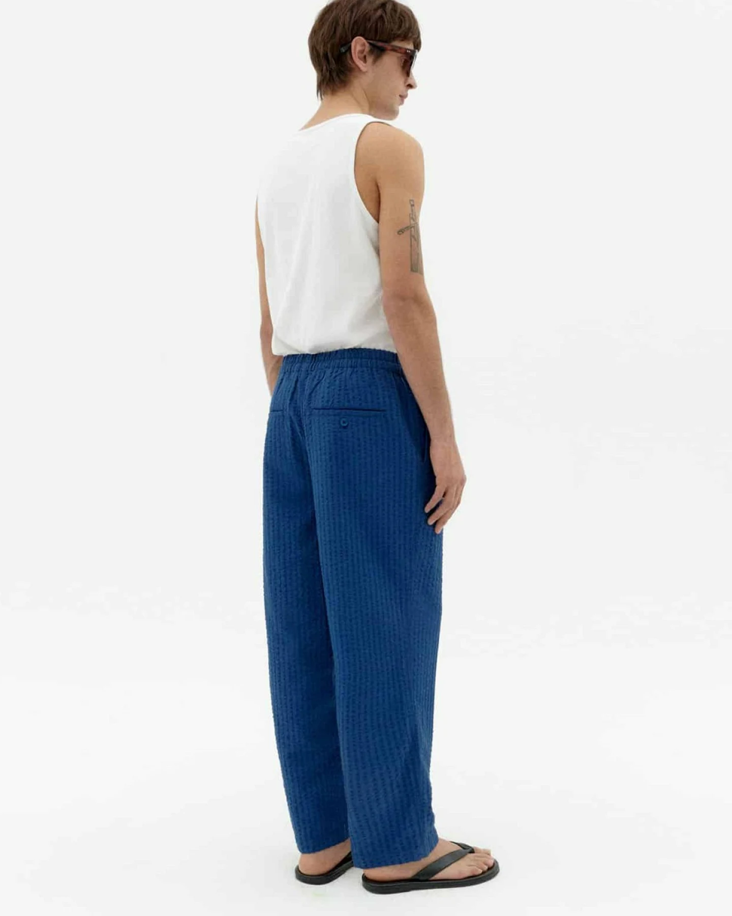 Hose Luc Seersucker Blau – Ansicht 4