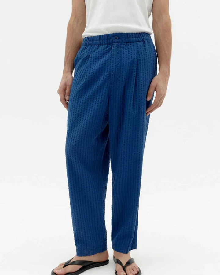 Hose Luc Seersucker Blau