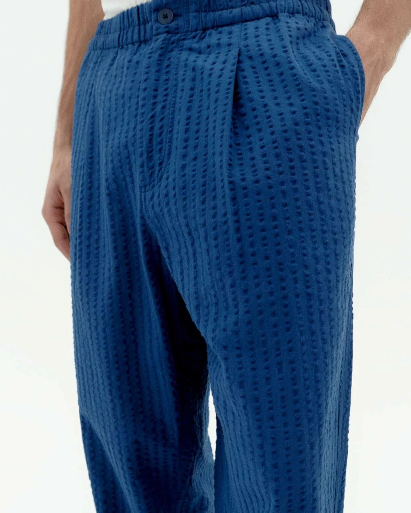 Hose Luc Seersucker Blau – Ansicht 3