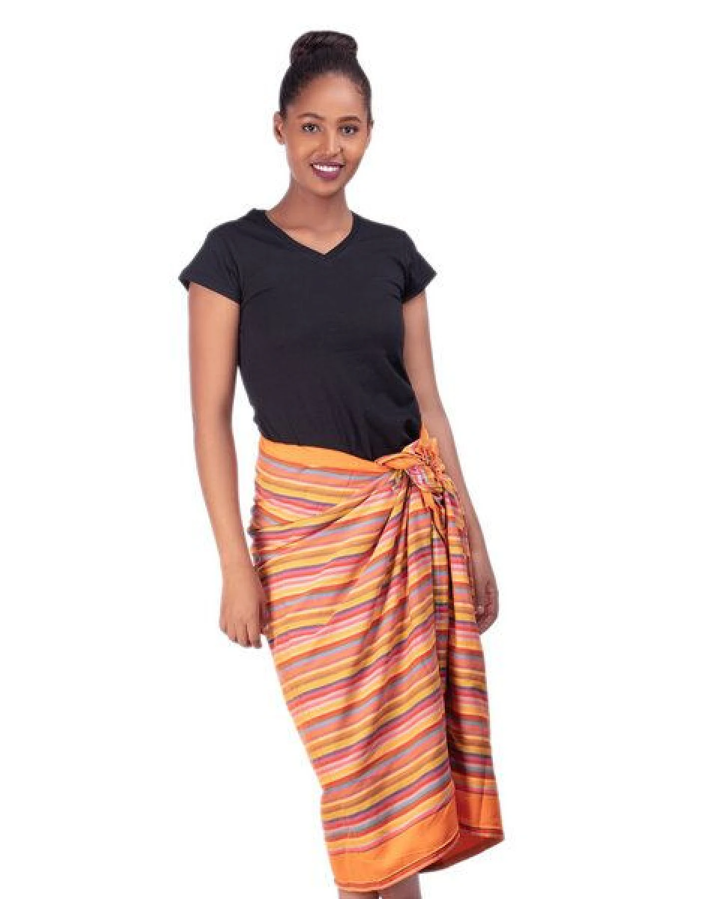 Africulture Kikoy Frottee Strandtuch, gestreift – Ansicht 2