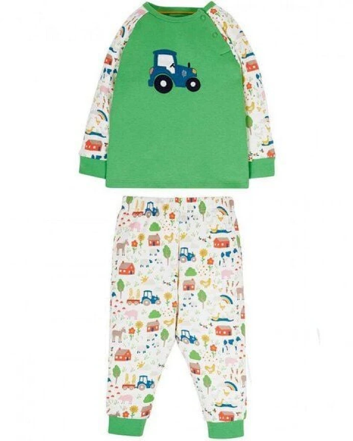 Frugi Schlafanzug Traktor grün