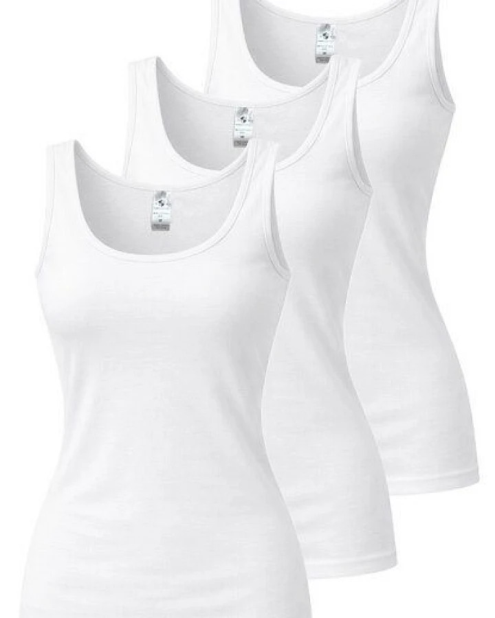 Haasis Bodywear Damen CLASSIC Achselhemd, 3er Pack, Bio Baumwolle