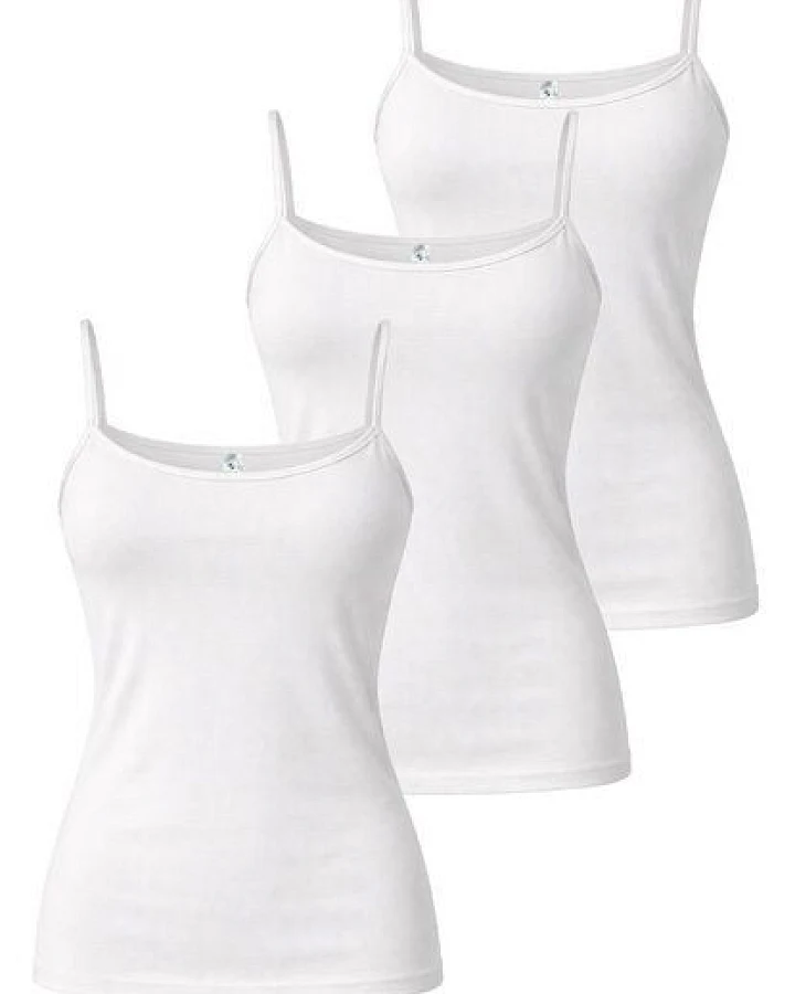 Haasis Bodywear Damen Spaghetti Top, Glanzeinfass, 3er Pack, Bio Baumwolle