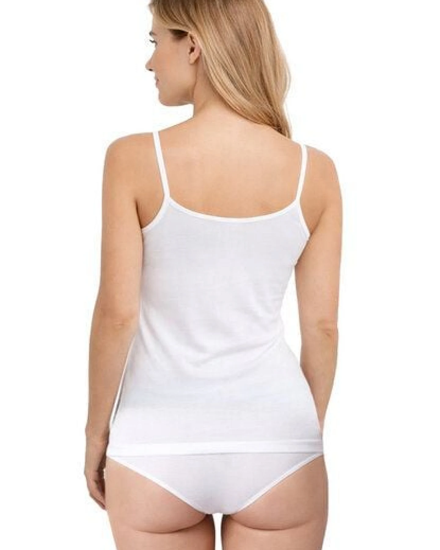 Haasis Bodywear Damen Spitzenträger Top, Glanzeinfass, 2er Pack, Bio Baumwolle – Ansicht 4