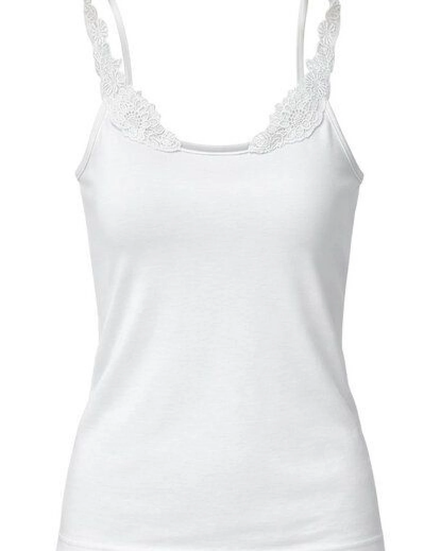 Haasis Bodywear Damen Spitzenträger Top, Glanzeinfass, 2er Pack, Bio Baumwolle – Ansicht 2