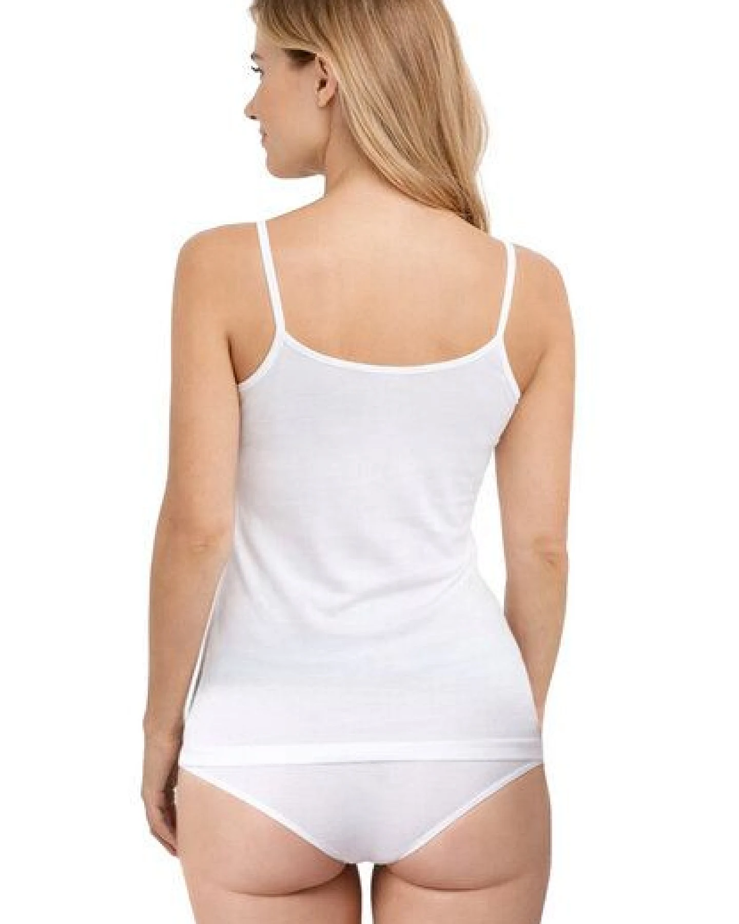 Haasis Bodywear Damen Spitzenträger Top, Glanzeinfass, 2er Pack, Bio Baumwolle – Ansicht 4