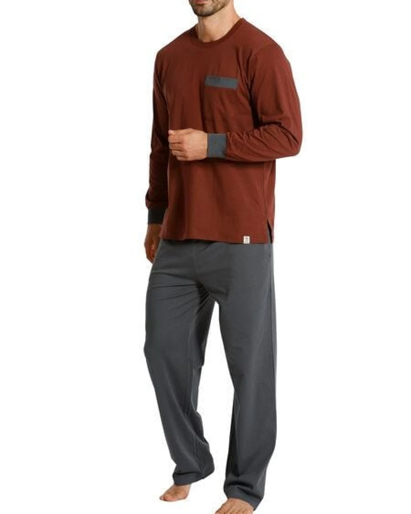Haasis Bodywear Herren Pyjama Rundhalsausschnitt, Bio Baumwolle – Ansicht 4
