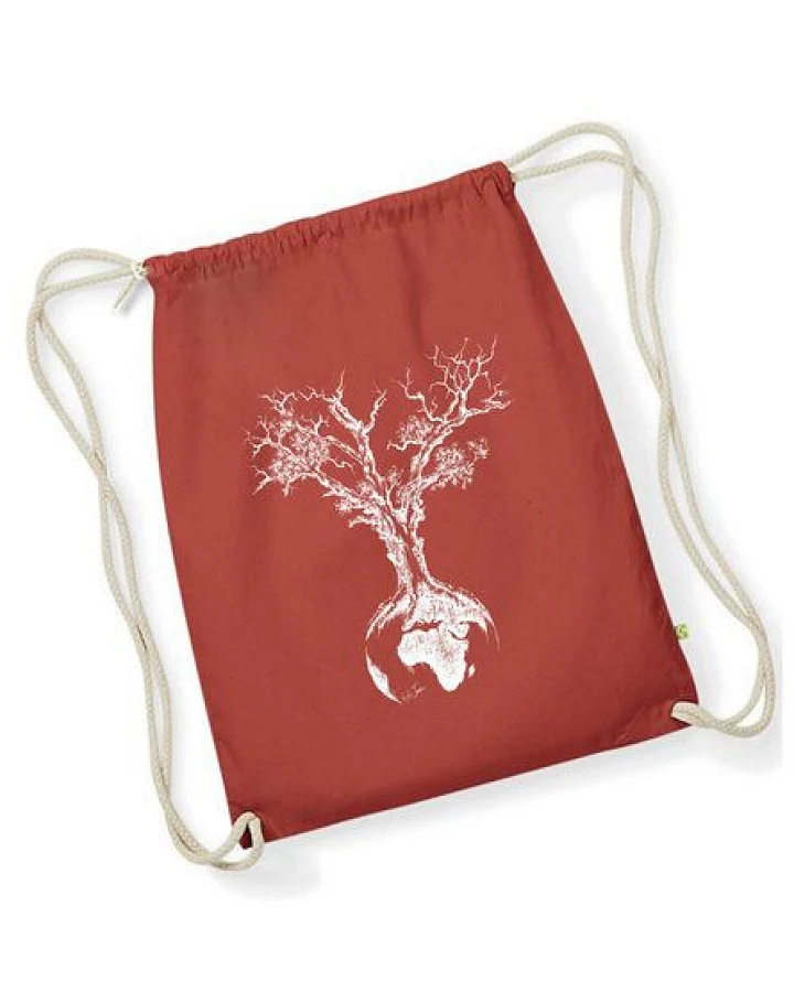 Life-Tree Stringbag aus Biobaumwolle Fairwear "Weltenbaum" für in Grün/Blau/Weiß/Rot