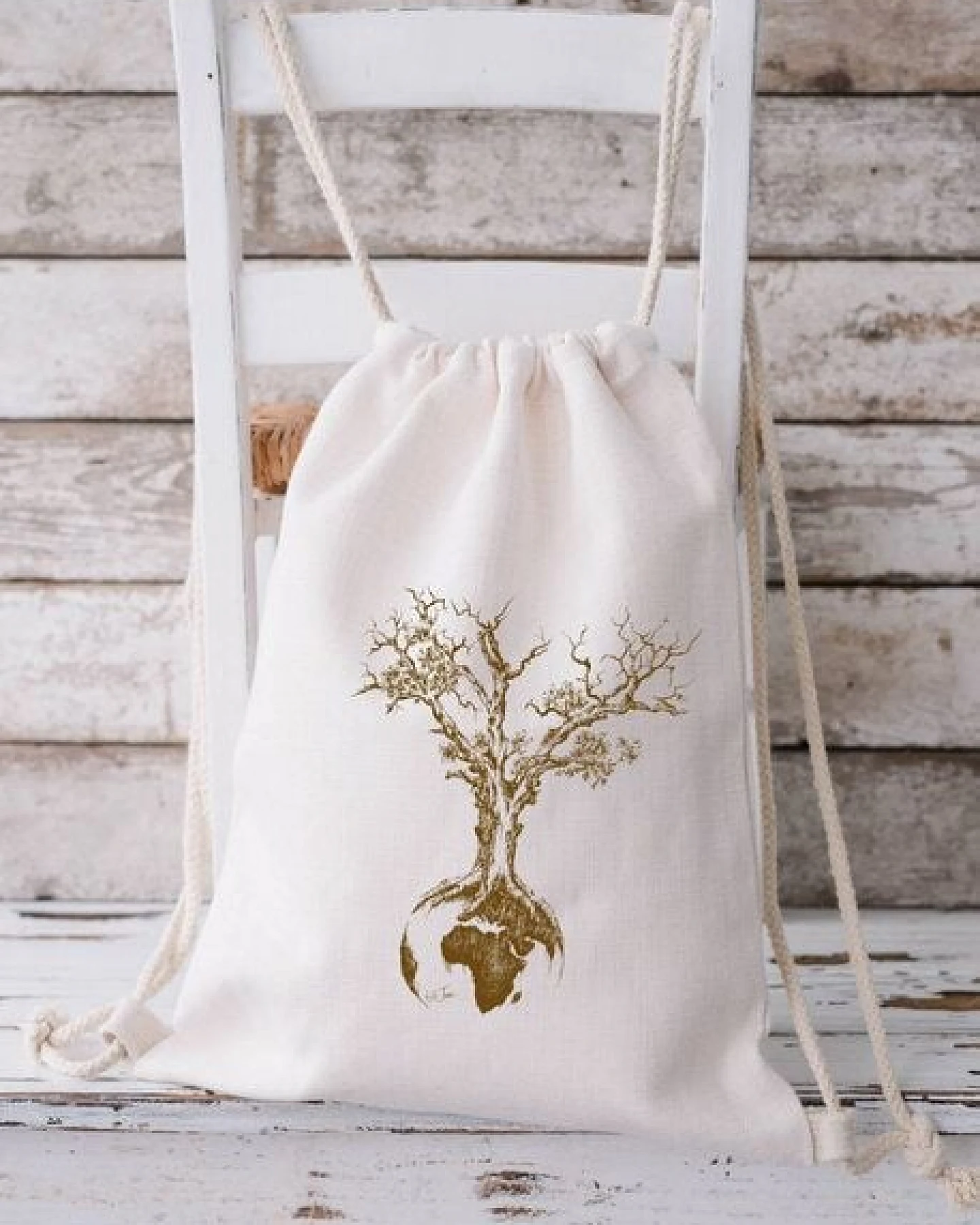Life-Tree Stringbag aus Biobaumwolle Fairwear "Weltenbaum" für in Grün/Blau/Weiß/Rot – Ansicht 3
