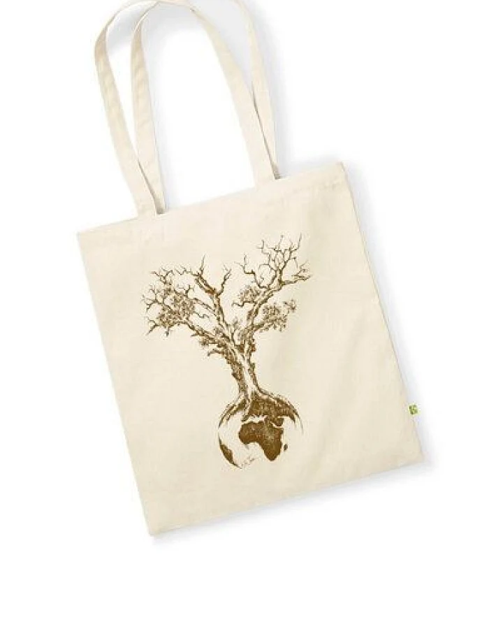 Life-Tree Tasche aus Biobaumwolle Fairwear "Weltenbaum" für in Grün/Blau/Weiß/Rot