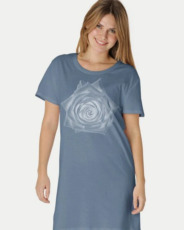 Peaces.bio - handbedruckte Biomode Longshirt Rose Damen