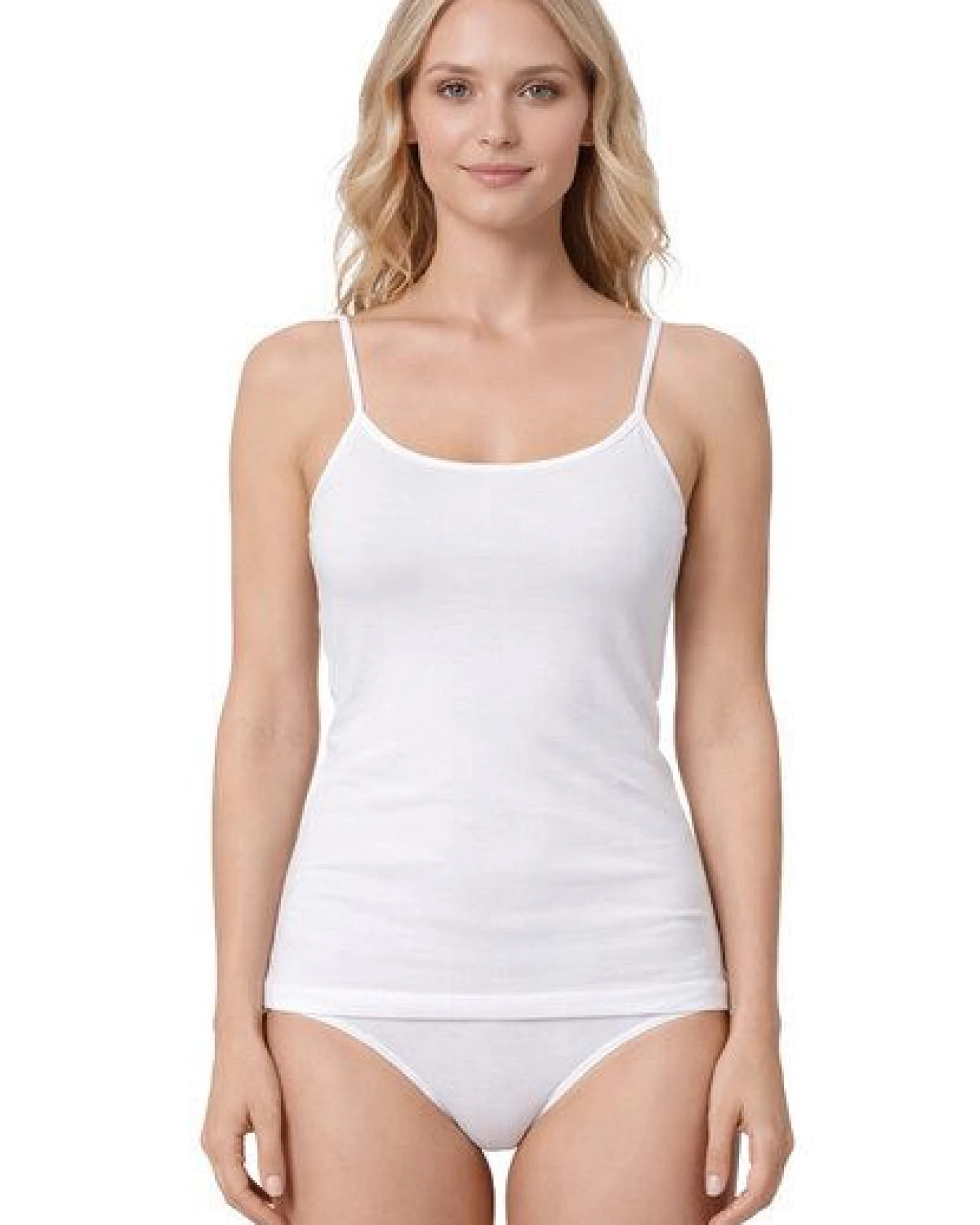 Haasis Bodywear Damen Spaghetti Top, Glanzeinfass, 3er Pack, Bio Baumwolle – Ansicht 2