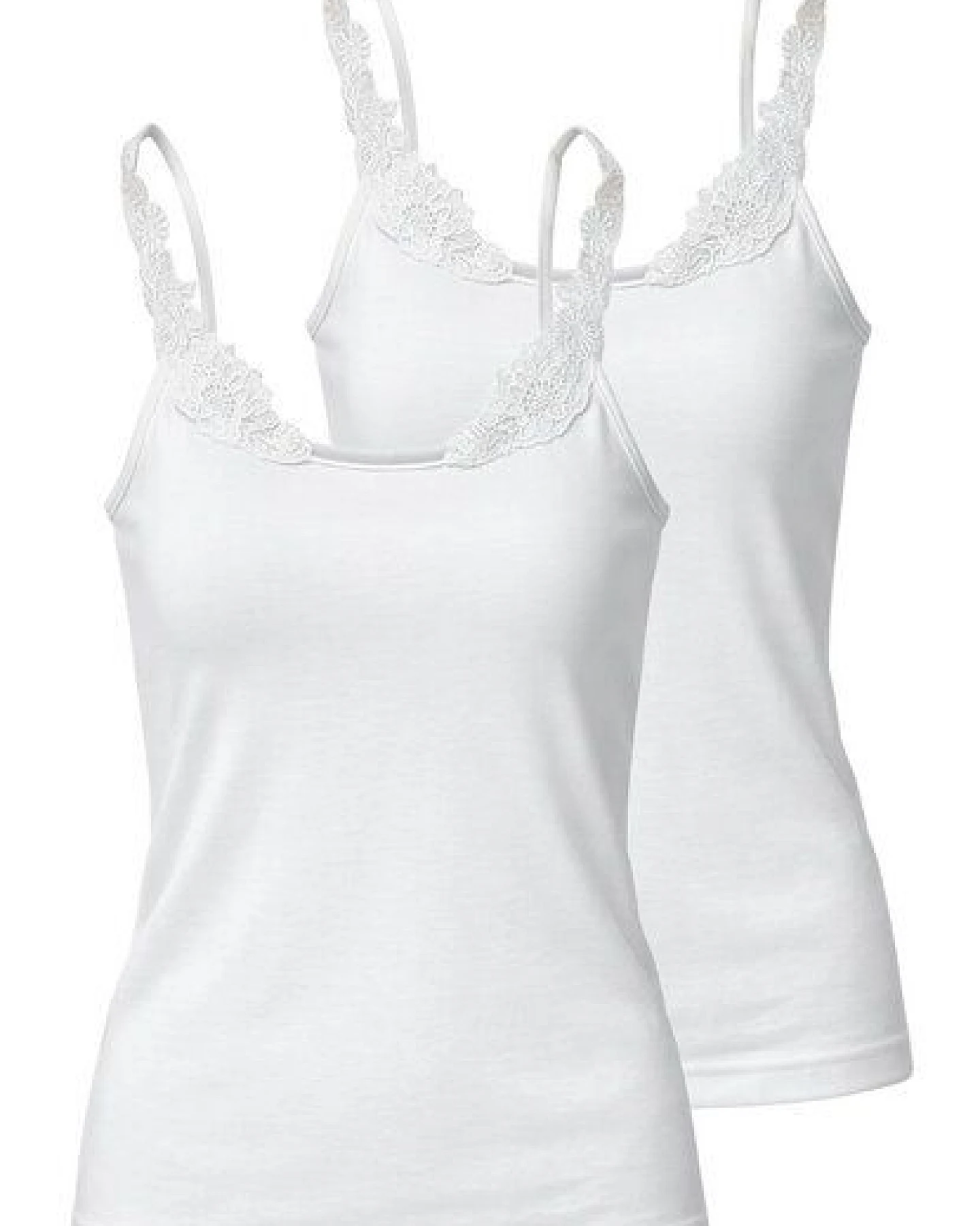 Haasis Bodywear Damen Spitzenträger Top, Glanzeinfass, 2er Pack, Bio Baumwolle – Ansicht 2