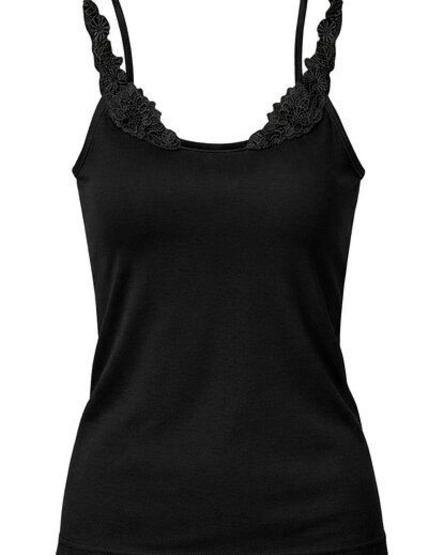 Haasis Bodywear Damen Spitzenträger Top, Glanzeinfass, 2er Pack, Bio Baumwolle – Ansicht 2