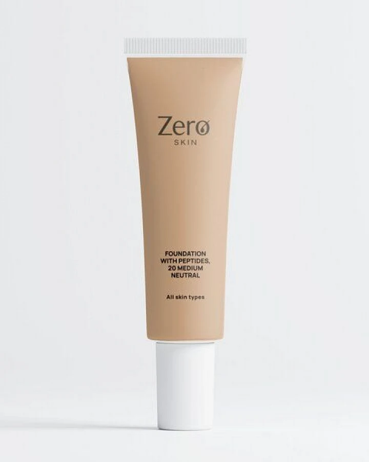 Zero Skin Foundation mit Peptiden, 20 Medium Neutral - 30 ml, hydratisierend mit Hyaluronsäure & Aloe Vera