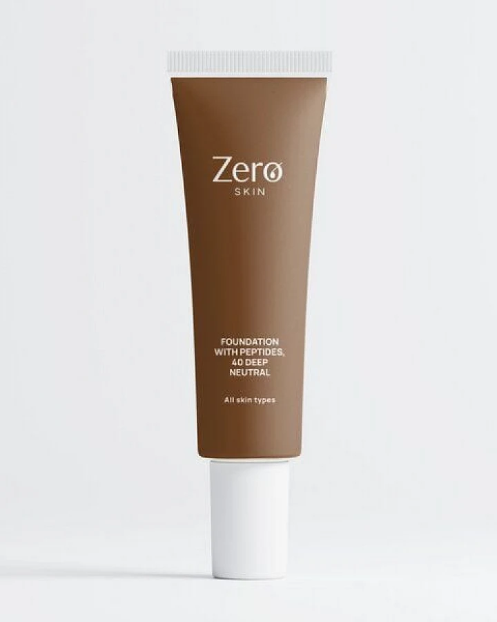 Zero Skin Foundation mit Peptiden, 40 Deep Neutral - 30 ml, hydratisierend mit Hyaluronsäure & Aloe Vera