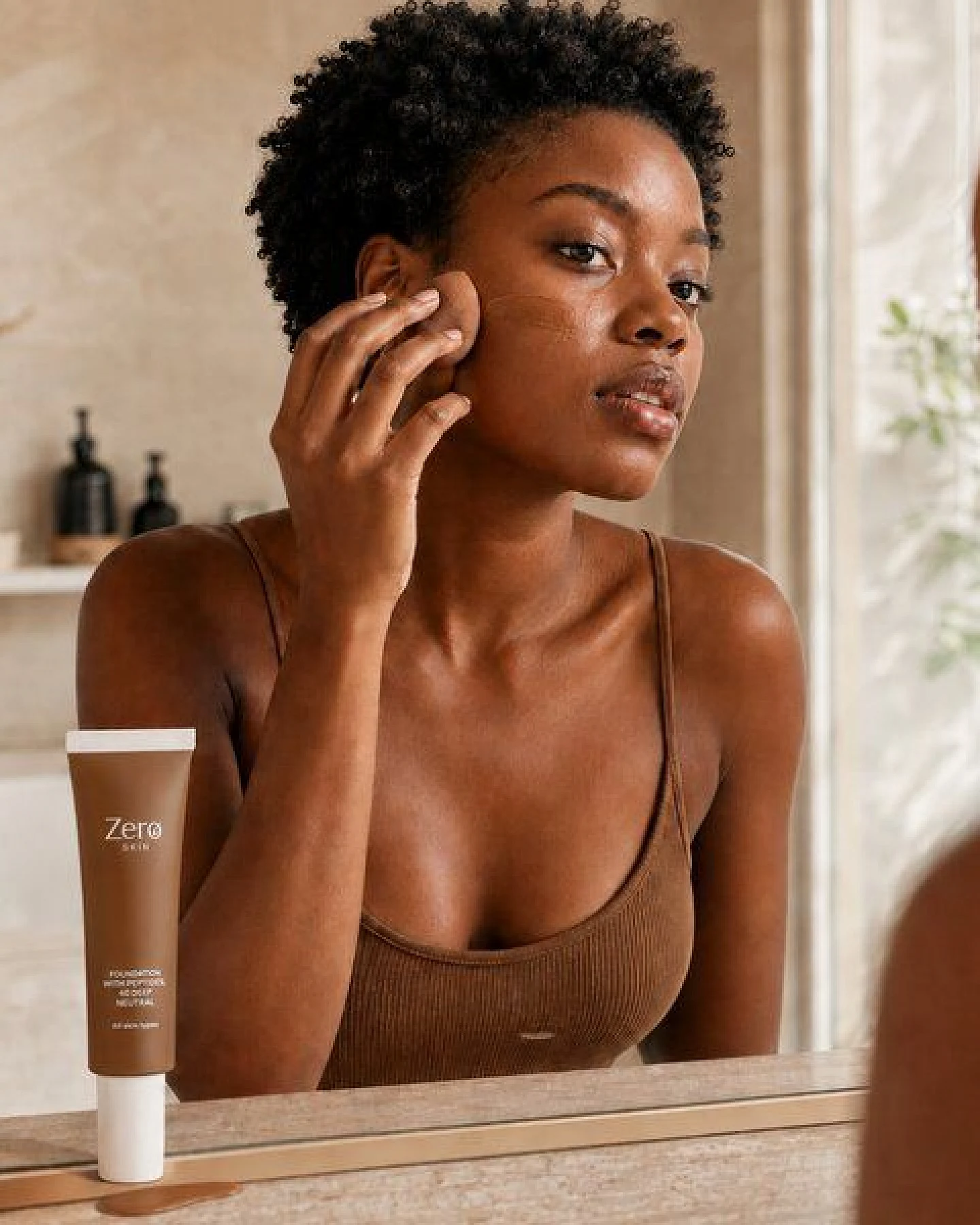 Zero Skin Foundation mit Peptiden, 40 Deep Neutral - 30 ml, hydratisierend mit Hyaluronsäure & Aloe Vera – Ansicht 2