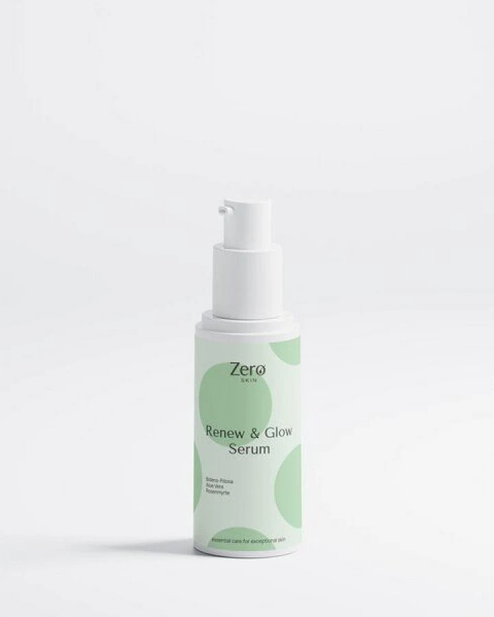 Zero Skin Renew & Glow Serum - 30 ml - sanfte Retinol-Alternative mit Bidens Pilosa, Anti-Aging & Glow, intensiv hydratisierend mit Bio-Aloe Vera, Hyaluron & Jojobaöl, antioxidativer Schutz mit Vitamin C & E – vegan & ECOCERT COSMOS Natural