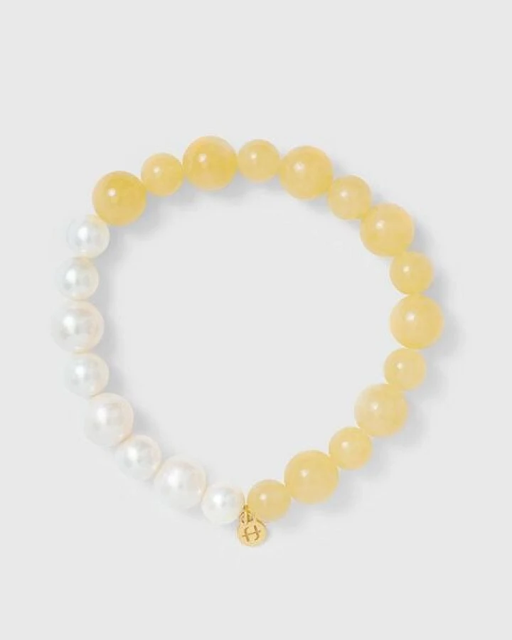 fejn jewelry elastisches Armband 'big bead' mit Halbedelsteinen