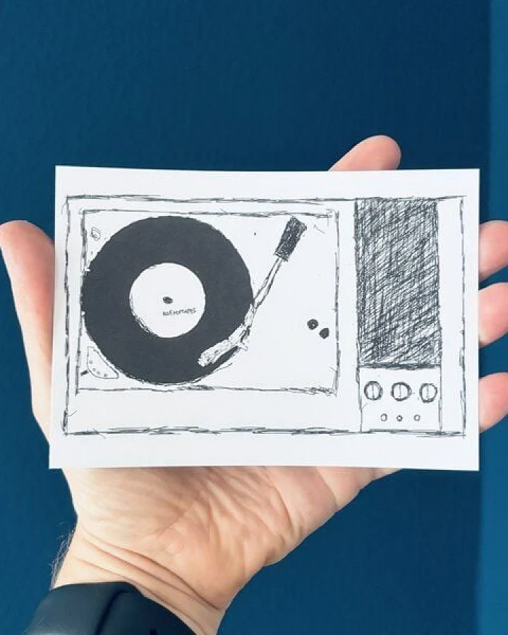 ilovemixtapes Postkarte „Plattenspieler“ – für Vinyl- und Musikliebhaber