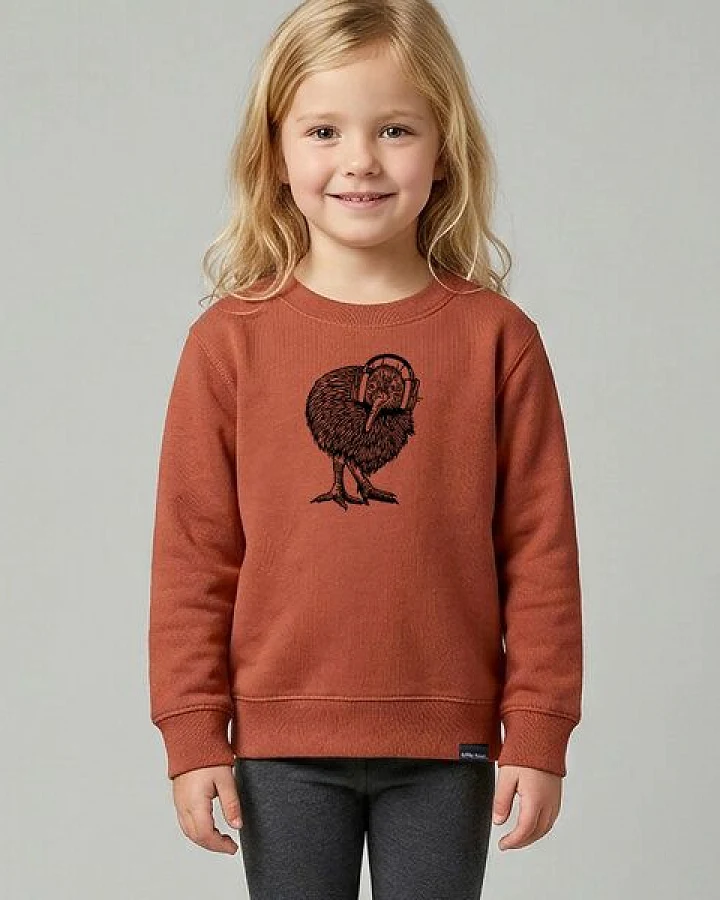 little kiwi Kinder Sweatshirt, "Kopfhörer auf", Heritage Brown
