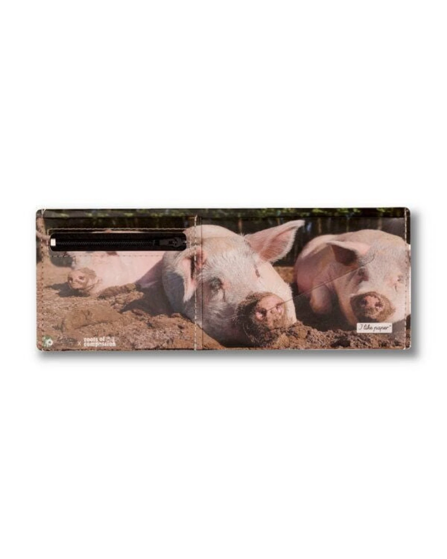 roots of compassion Portemonnaie vegan mit Schweinen - Wallet aus Tyvek – Ansicht 2