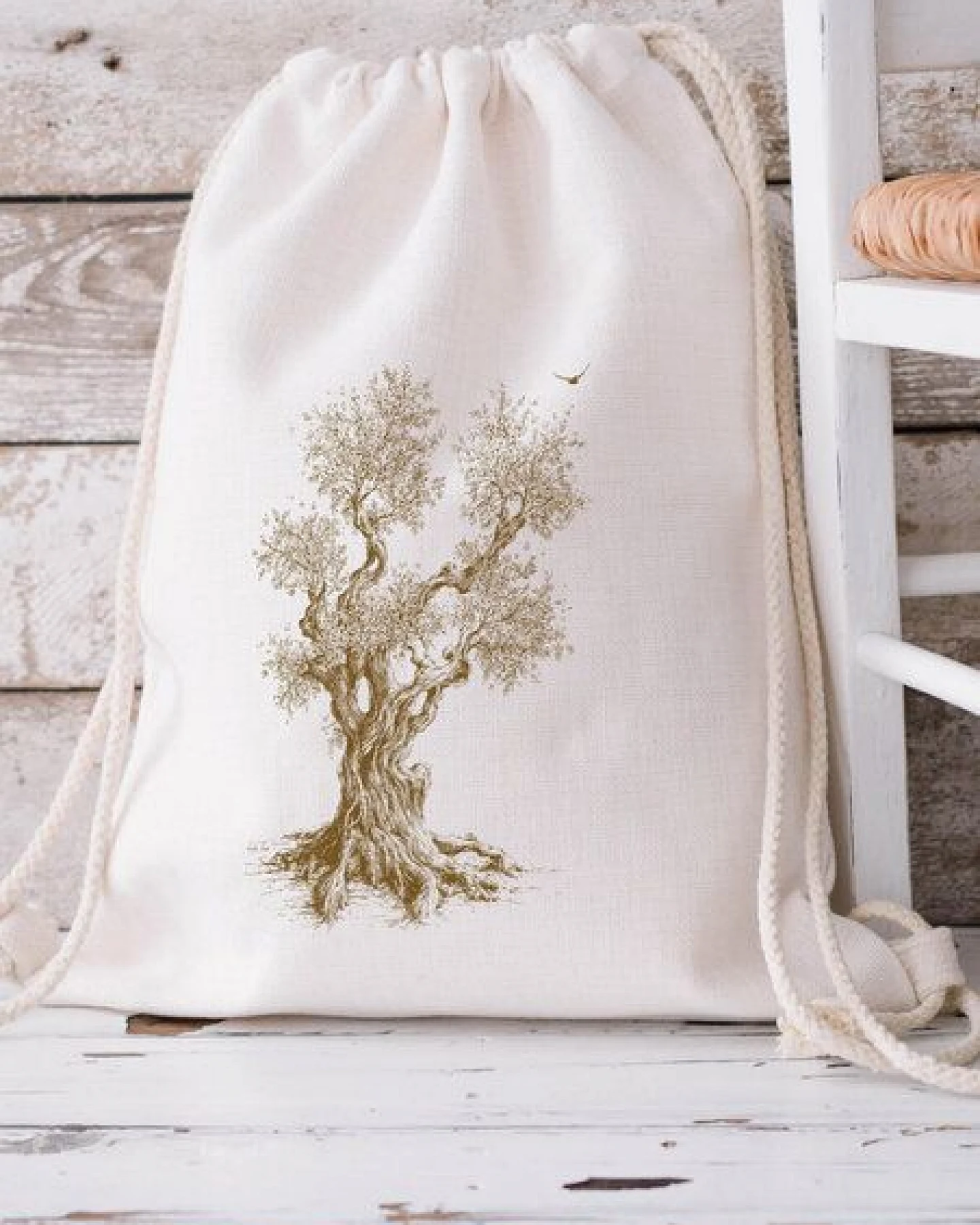 Life-Tree Stringbag aus Biobaumwolle Fairwear "Olive Tree" für in Grün/Blau/Weiß/Rot – Ansicht 2