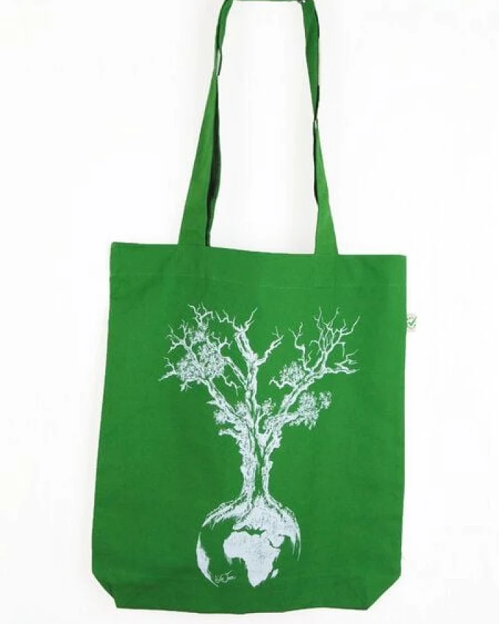 Life-Tree Tasche aus Biobaumwolle Fairwear für in Grün/Blau/Burgund/Rot