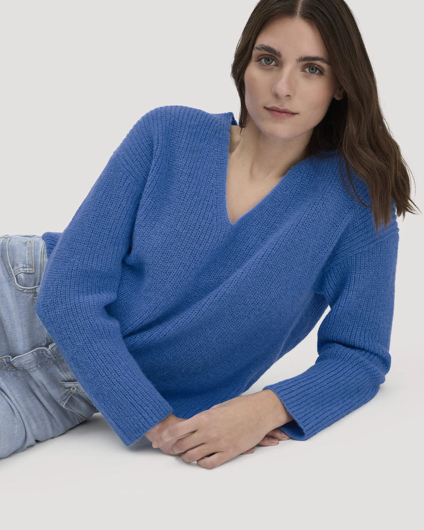 hessnatur Damen Strick Pullover Relaxed aus Alpaka - blau - Größe L – Ansicht 4