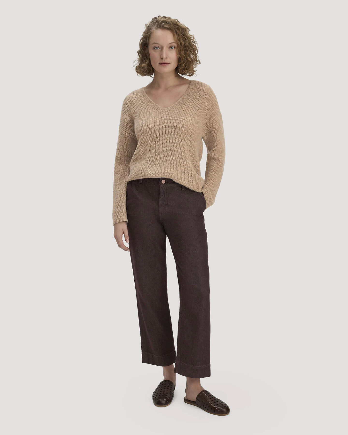 hessnatur Damen Strick Pullover Relaxed aus Alpaka - beige - Größe L – Ansicht 2