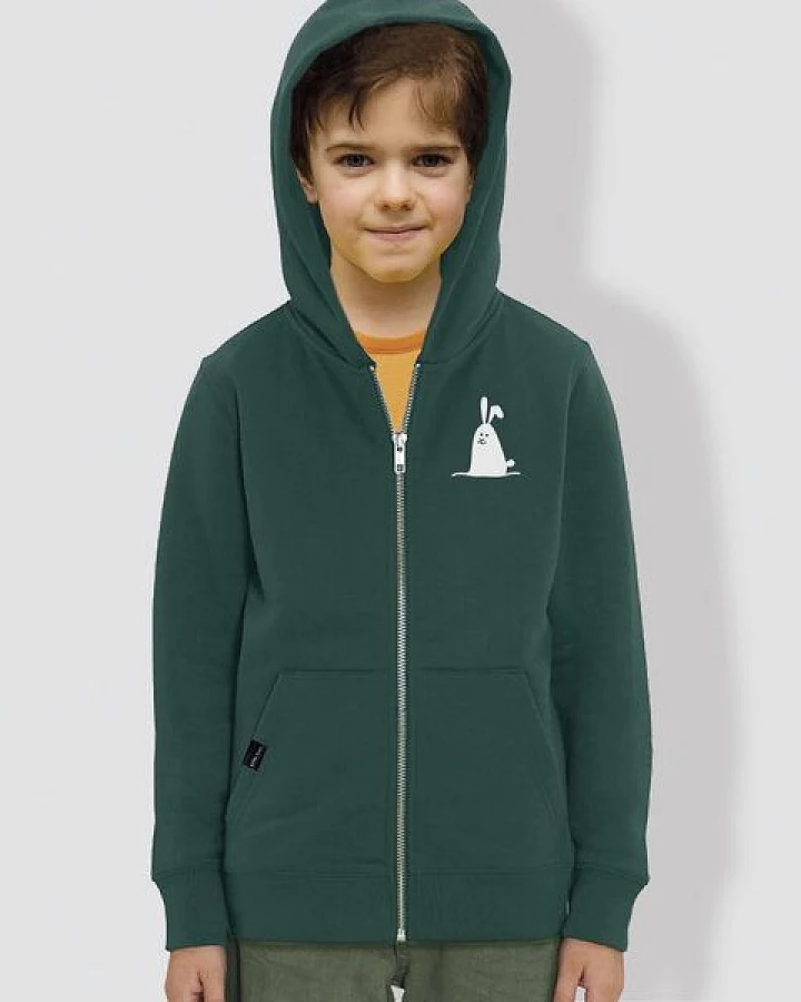little kiwi Kinder Hoodie, "Schneehase", Green