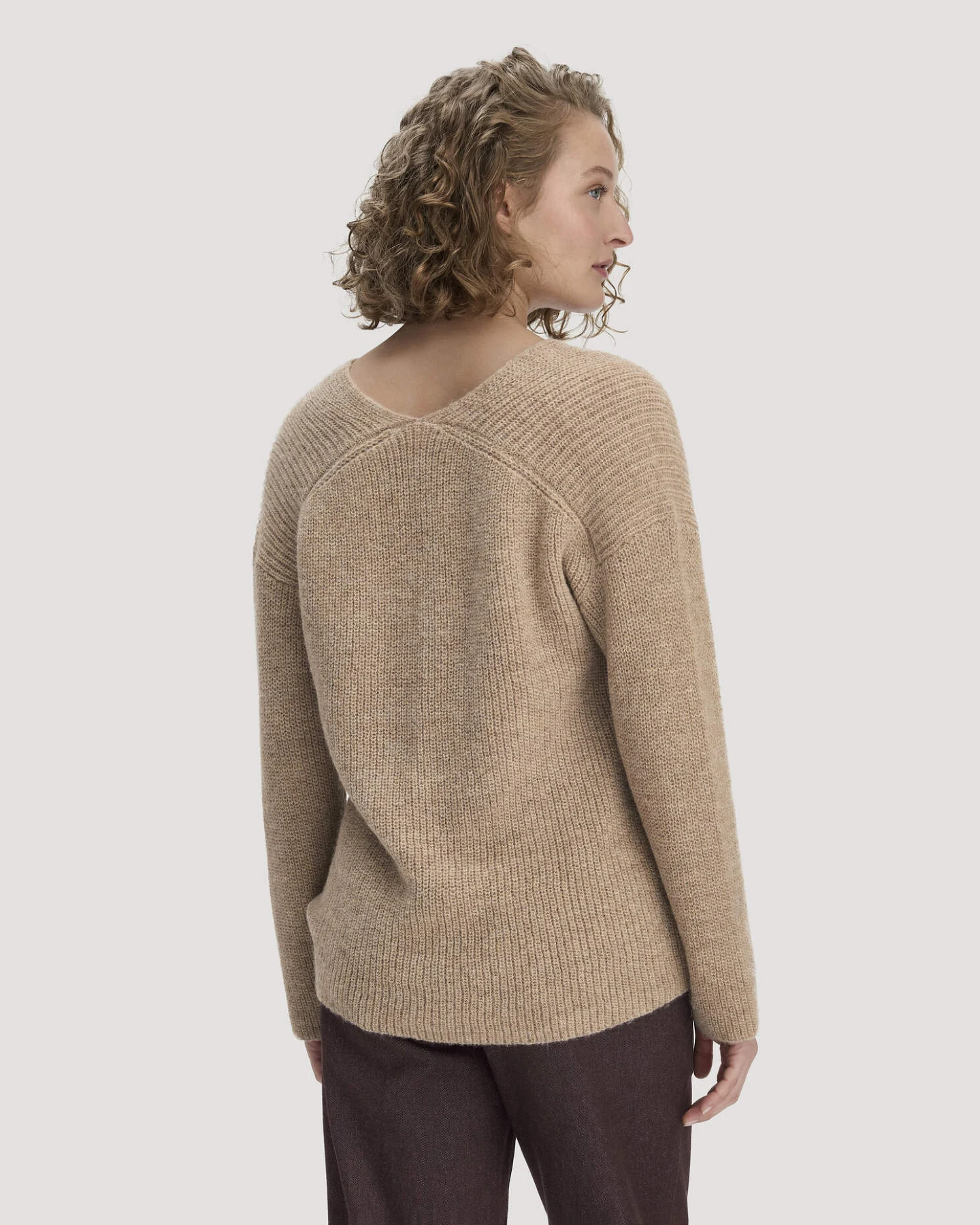 hessnatur Damen Strick Pullover Relaxed aus Alpaka - beige - Größe XL – Ansicht 3