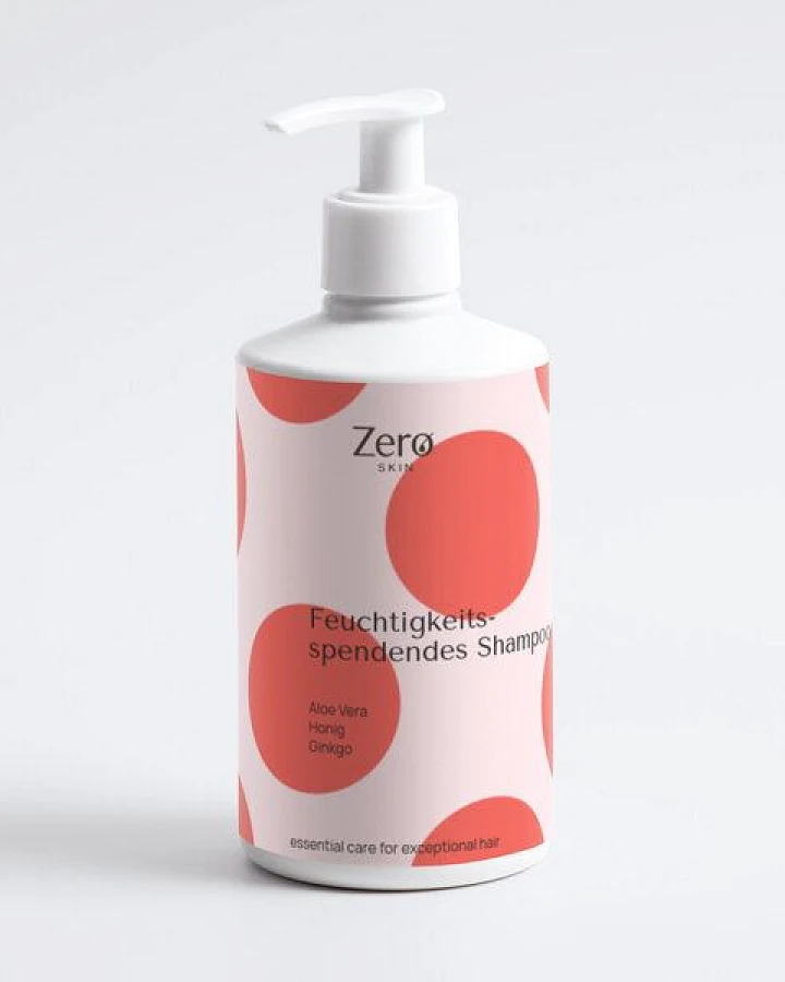 Zero Skin Feuchtigkeitsspendendes Shampoo - 290 ml - sanfte Reinigung & intensive Hydration mit Bio-Aloe Vera, Zuckerkomplex & Honig, für geschmeidiges glänzendes Haar mit Ginkgo & Klette – 99% natürlichen Ursprungs & COSMOS Natural zertifiziert