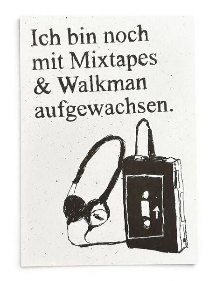 ilovemixtapes Postkarte „Ich bin noch mit Mixtapes & Walkman aufgewachsen" DIN A6