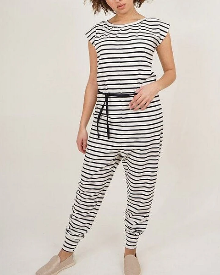 Lena Schokolade Jumpsuit Overall ringel aus Bio-Jersey