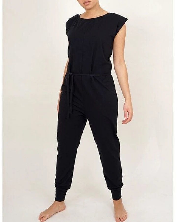 Lena Schokolade Jumpsuit Overall schwarz versch. Kordeln aus Bio-Jersey