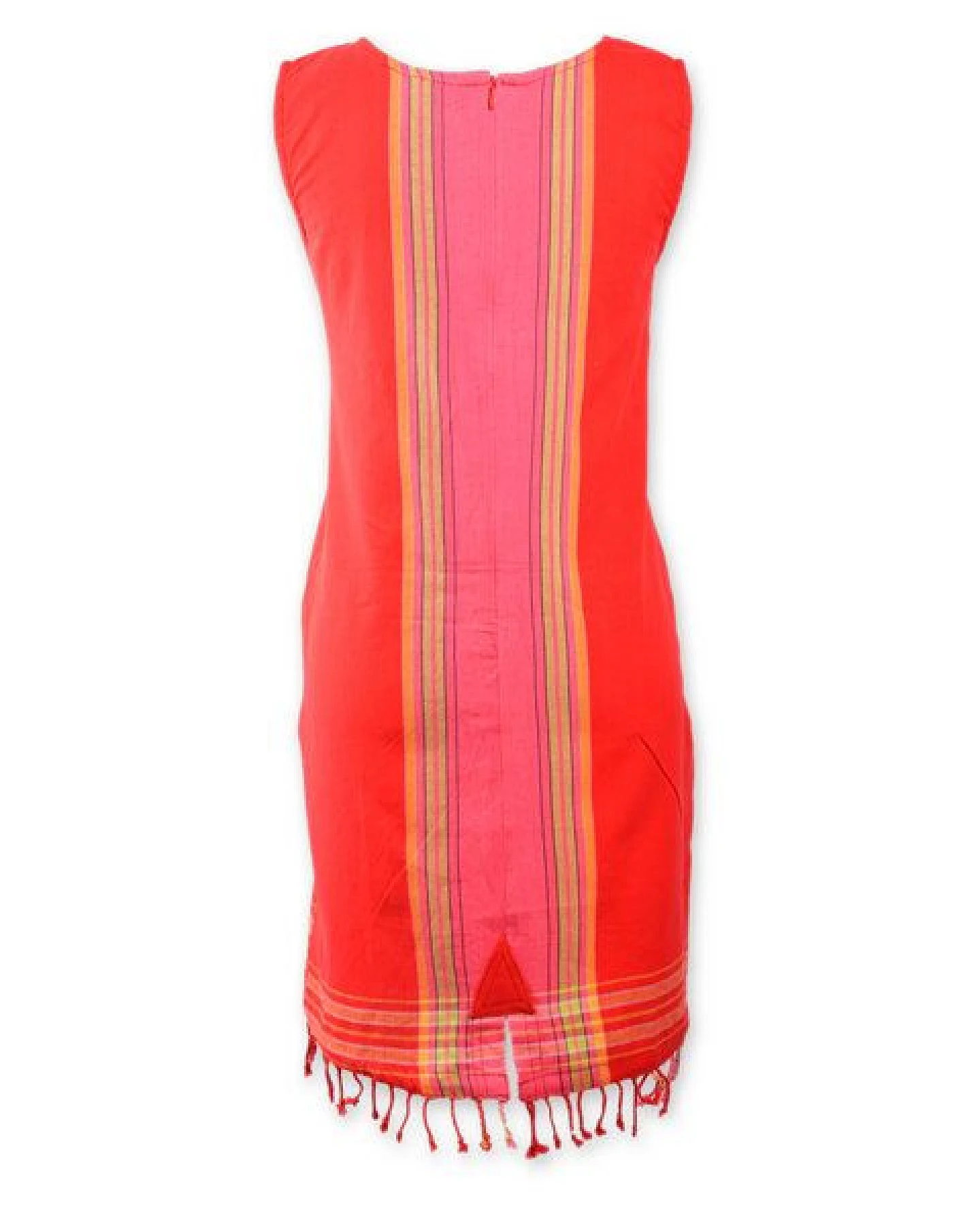 Africulture Kikoy Sommerkleid kurz, Strandkleid "Jua" mit Sonnen Stickmuster, made in Kenia – Ansicht 3