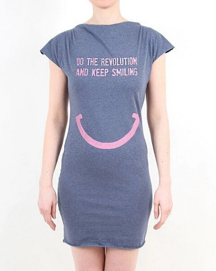 Lena Schokolade DO THE REVOLUTION AND KEEP SMILING - Kleid - blau meliert
