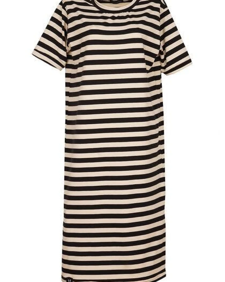 Lena Schokolade Streifen Kleid aus Bio-Jersey