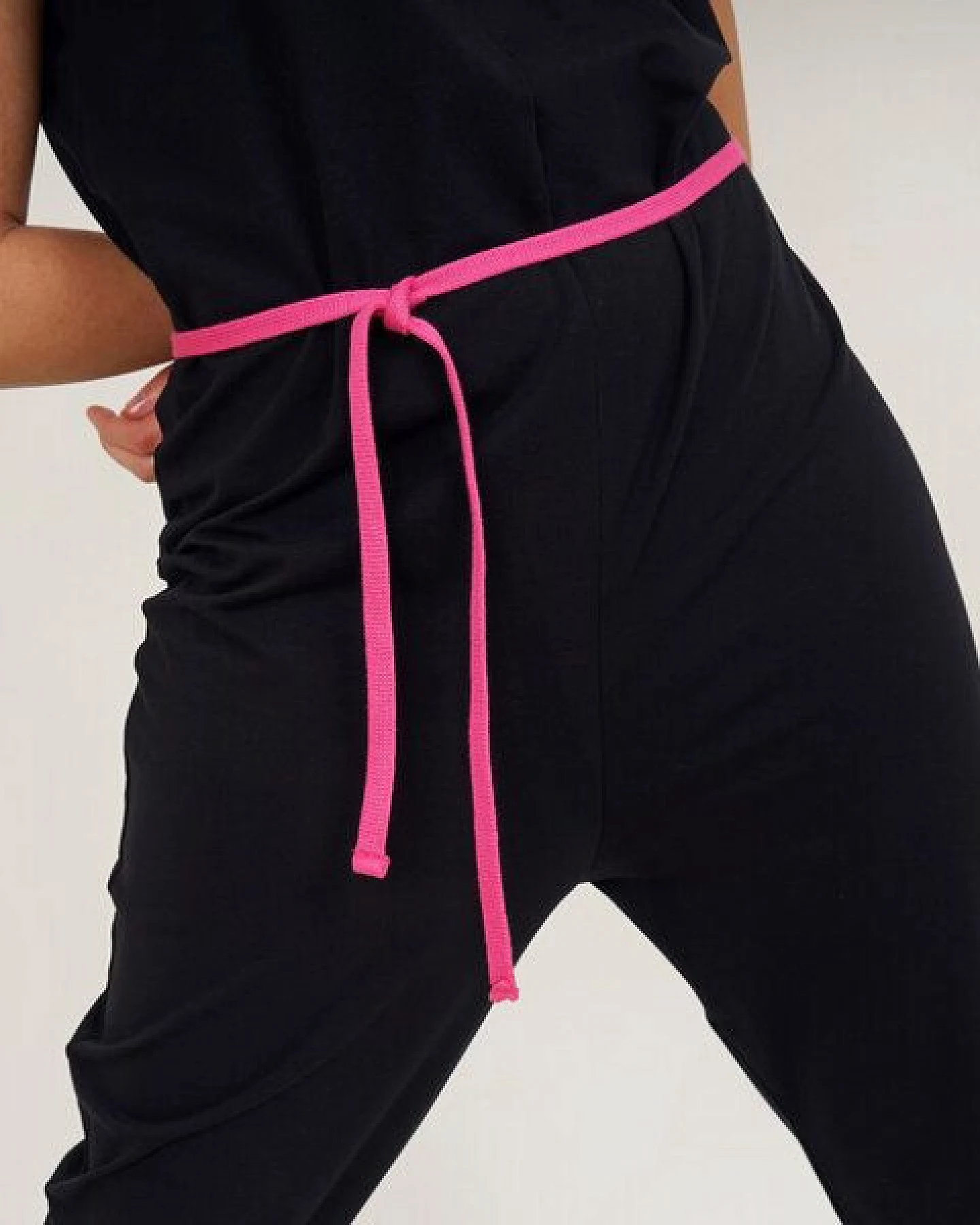 Lena Schokolade Jumpsuit Overall schwarz versch. Kordeln aus Bio-Jersey – Ansicht 2