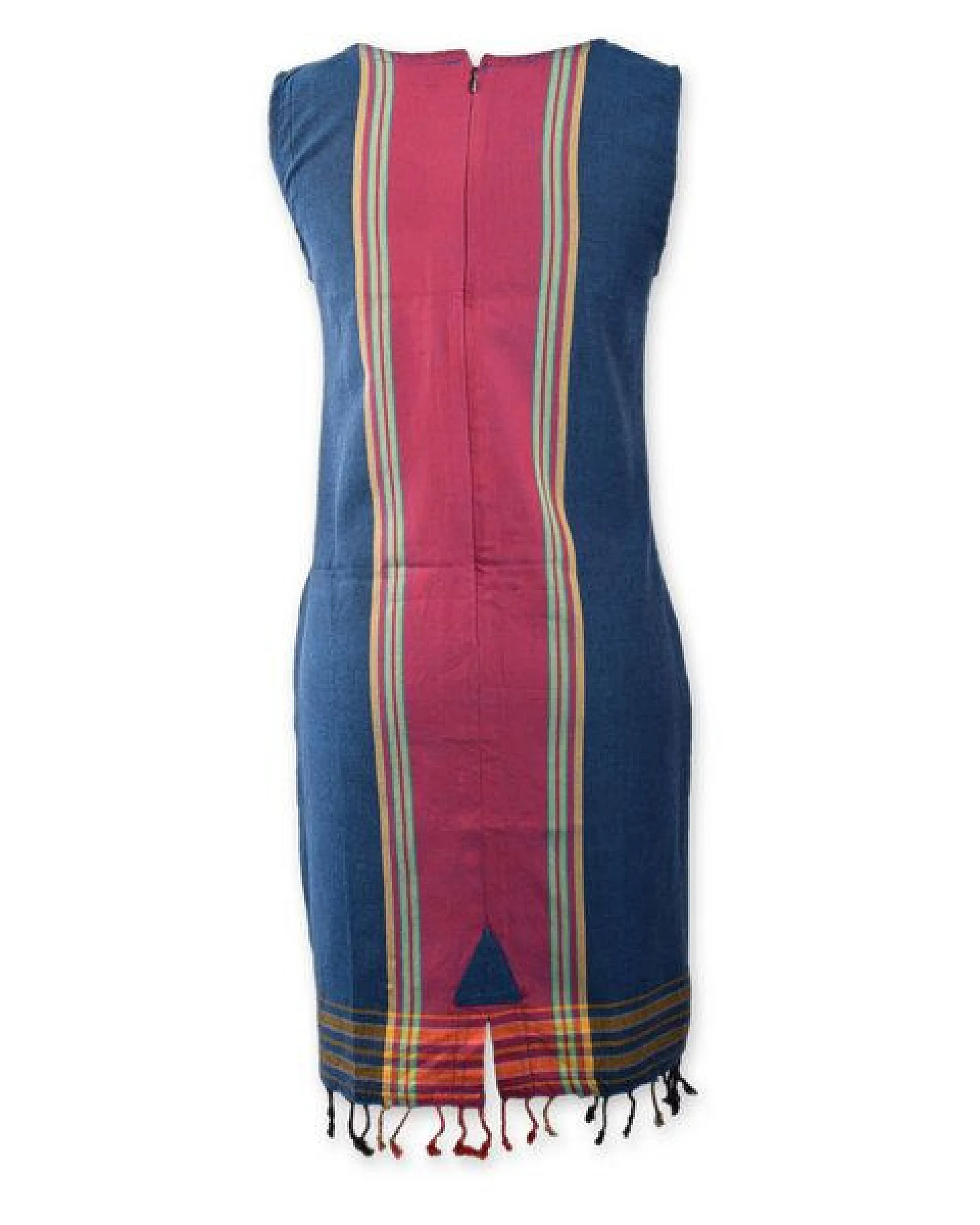 Africulture Kikoy Sommerkleid kurz, Strandkleid "Jua" mit Sonnen Stickmuster, made in Kenia – Ansicht 3