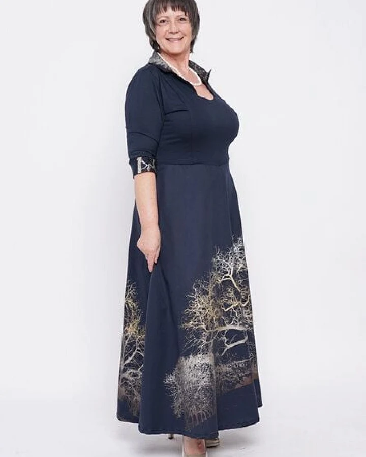 Peaces.bio - handbedruckte Biomode Abendkleid Zauberlandschaft