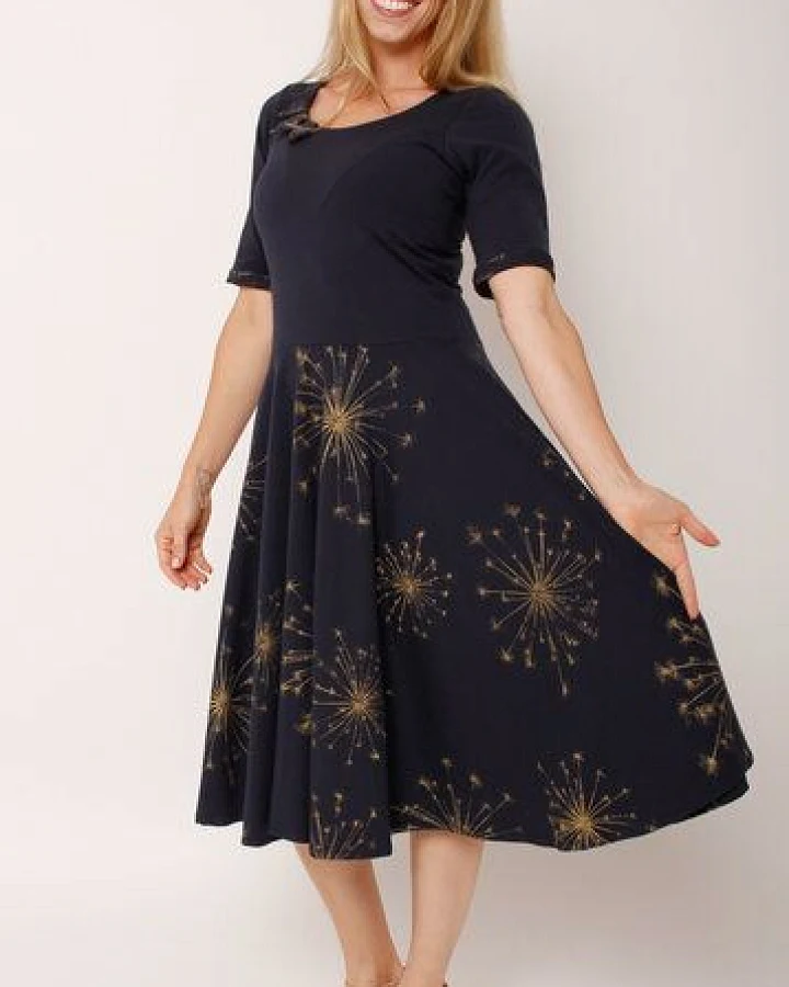 Peaces.bio - handbedruckte Biomode Bio-Tanzkleid "Kümmelzauber"