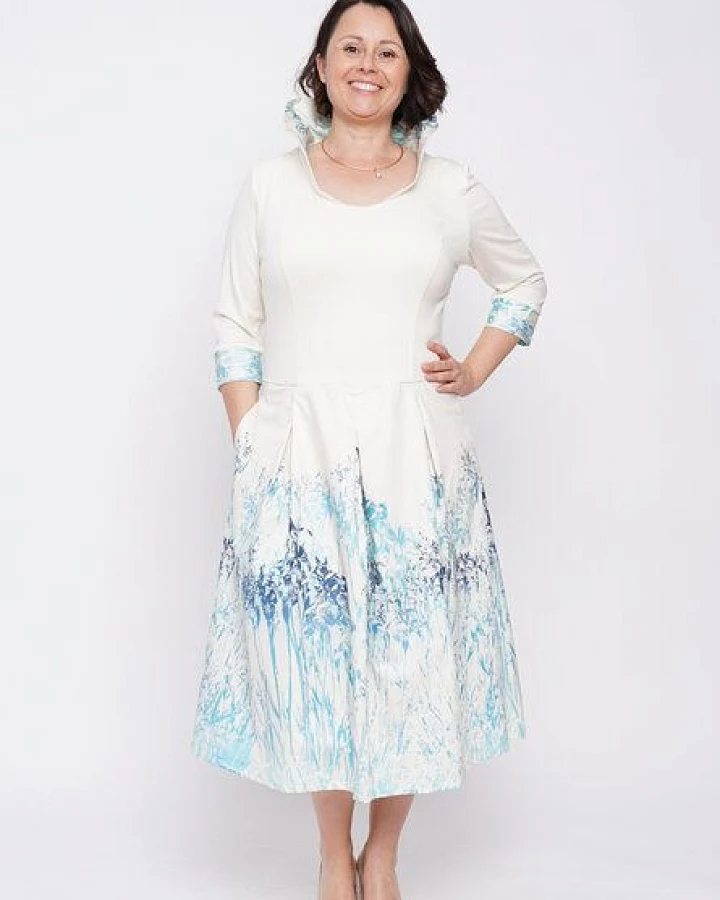 Peaces.bio - handbedruckte Biomode Festkleid Mystic Iris