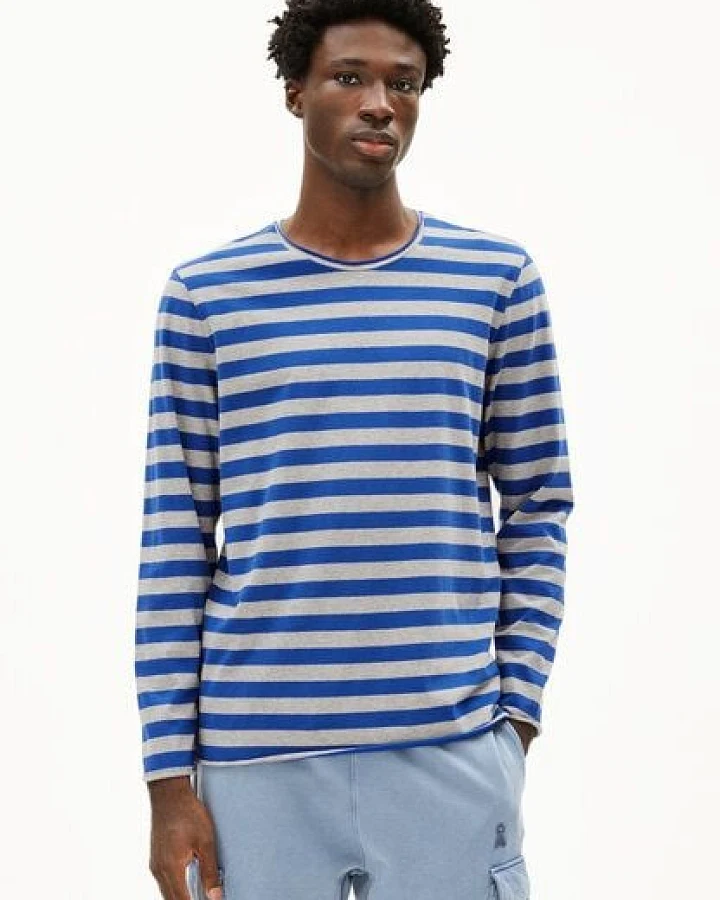 ARMEDANGELS MAARKOS LS STRIPES BR Herren Longsleeve aus Bio-Baumwolle